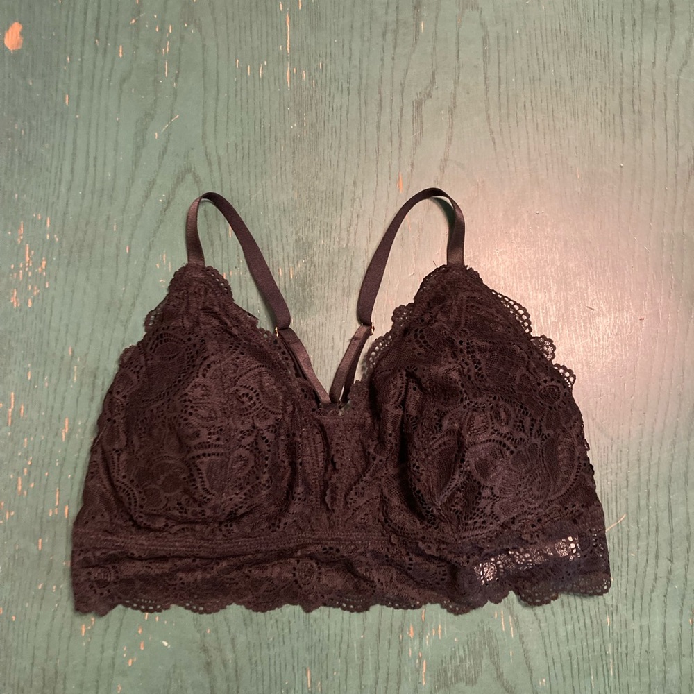 Aerie Black Lace Bralette Large DD